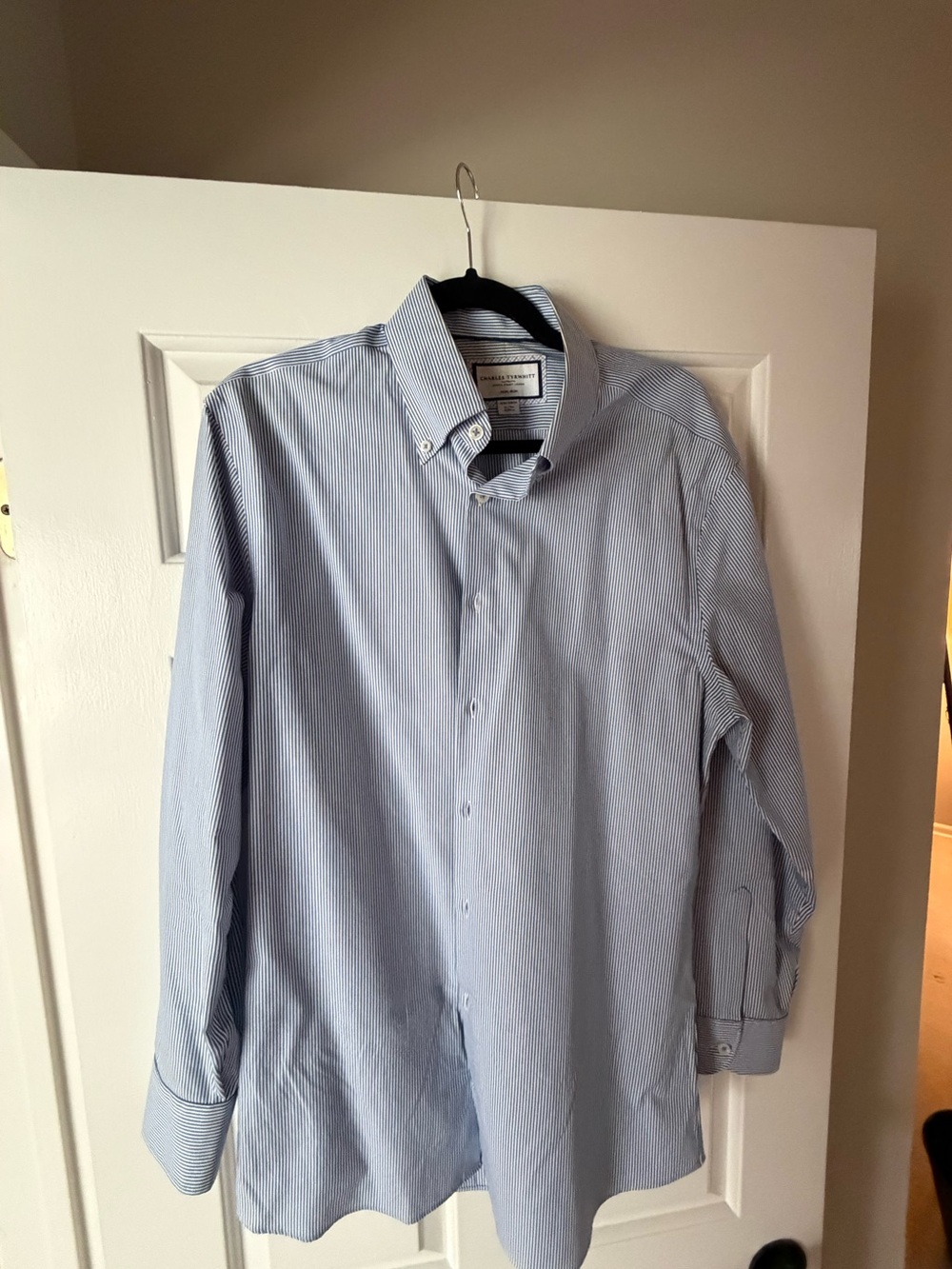 Charles Tyrwhitt Blue and White Pinstripe Dress Shirt